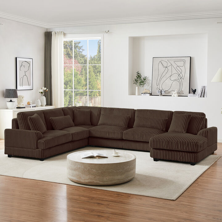Defbux Oversized U‑Shaped Corduroy Sectional Sofa
