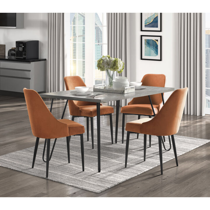 Streamdale Modern Gray Dining Table with Black Metal Legs