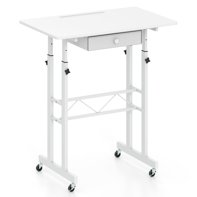 Adjustable Rolling Laptop Desk with Tablet Stand and Drawer image number 0