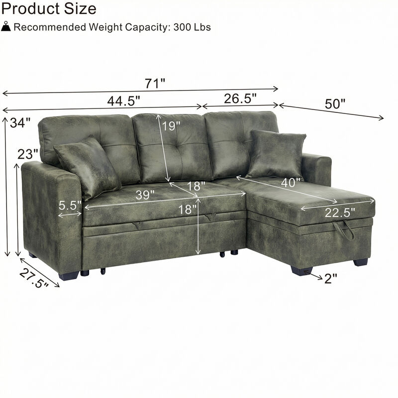 Jomple Foil Fabric Sectional Sleeper sofa image number 5