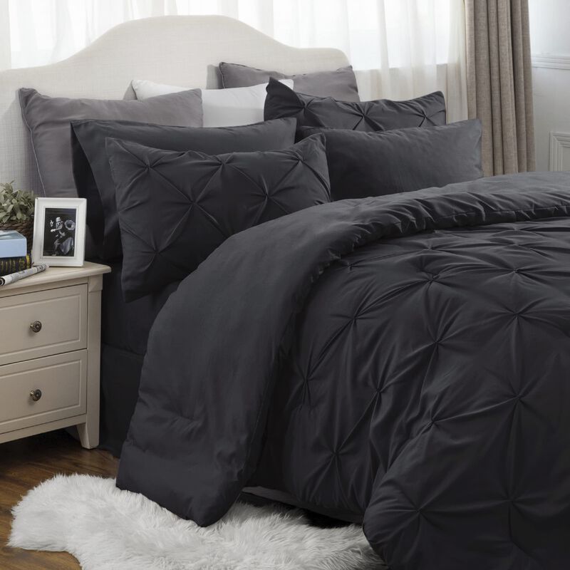 Bedsure Full Size Comforter Sets - Bedding Sets Full 7 Pieces, Bed in a Bag Black Bed Sets with Comforter, Sheets, Pillowcases &