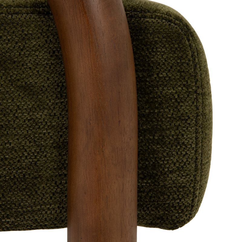Velvet Accent Chair with Arched Wood Arms, Green image number 8