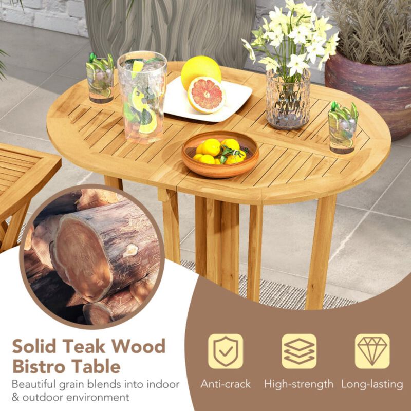 Hivvago Outdoor Folding Bar Table with Oval Tabletop and Cross Base