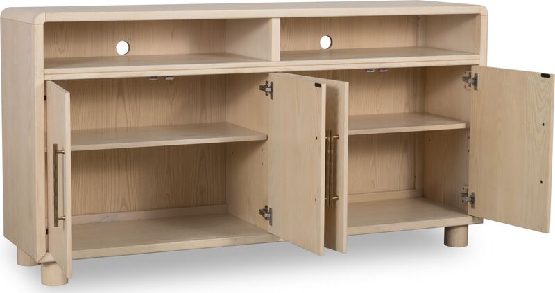 Zinnia Four Door Two Shelf Sideboard in White Sand