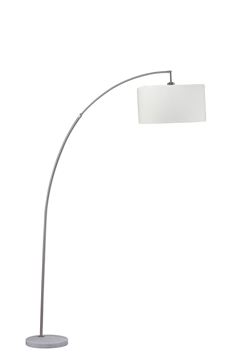 Hivvago 86" White And Silver Arc Floor Lamp With White Drum Shade