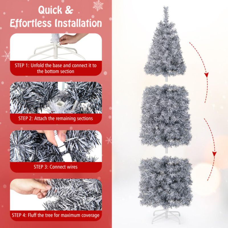 Hivvago Pre-Lit Artificial Christmas Tree with 250 Cool-White LED Lights Black and White