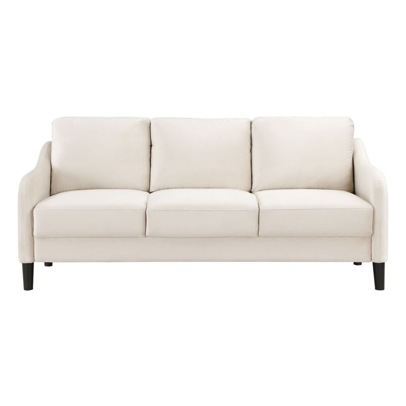Modern 3-Seater Sofa for Small Space, Velvet Beige image number 4