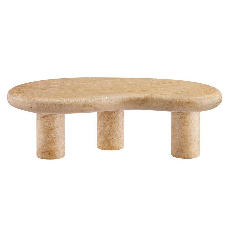 Elowen Indoor - Outdoor Patio Textured Faux Travertine Coffee Table image number 6