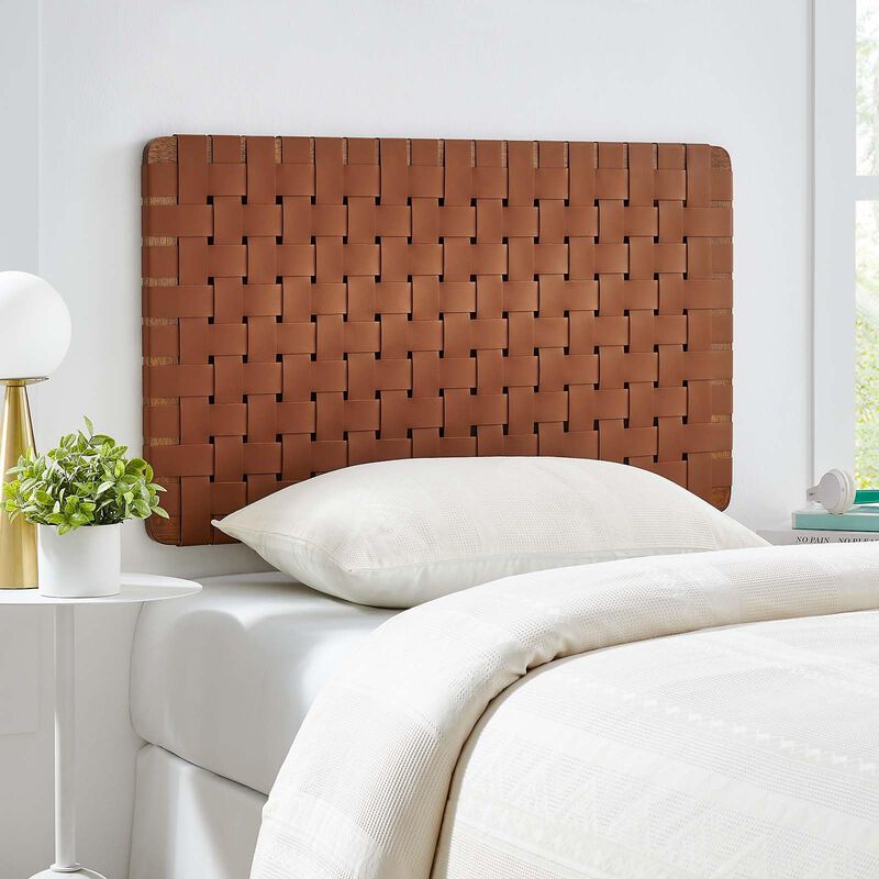 Sparta Weave Wall-Mount Vegan Leather Twin Headboard image number 1