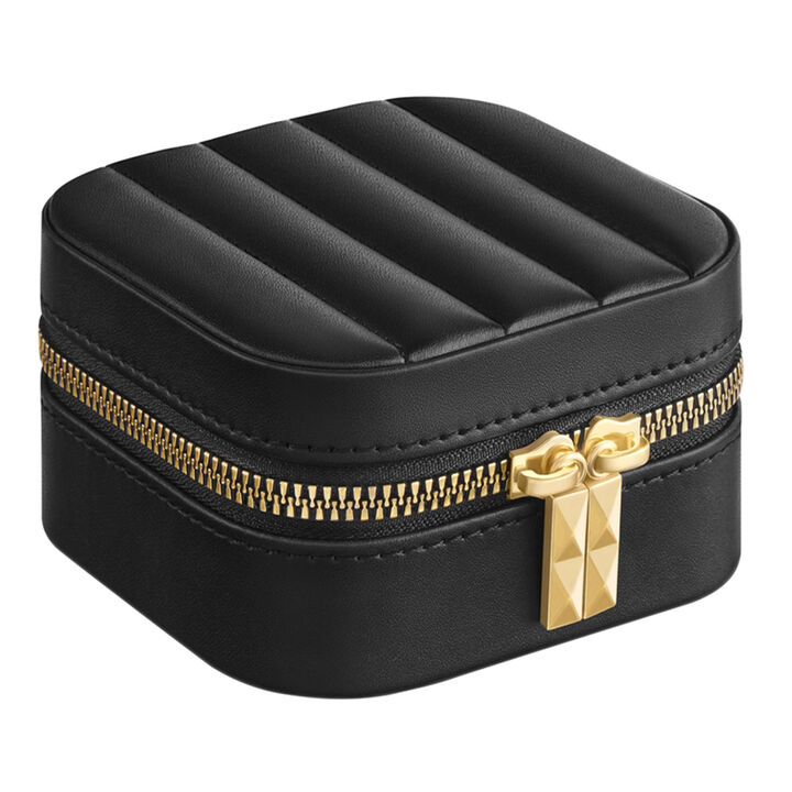 Compact Travel Jewelry Case with Mirror for Storage and Organization