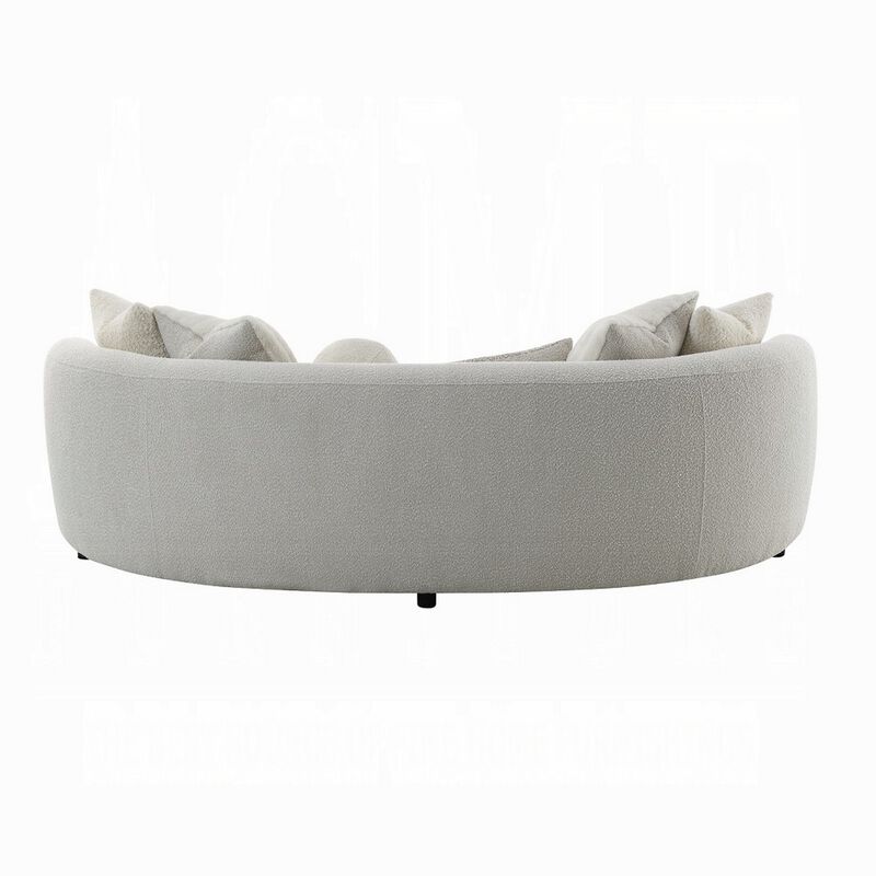 105 Inch Curve Sofa with 6 Feather Accent Pillows, Beige Boucle image number 3