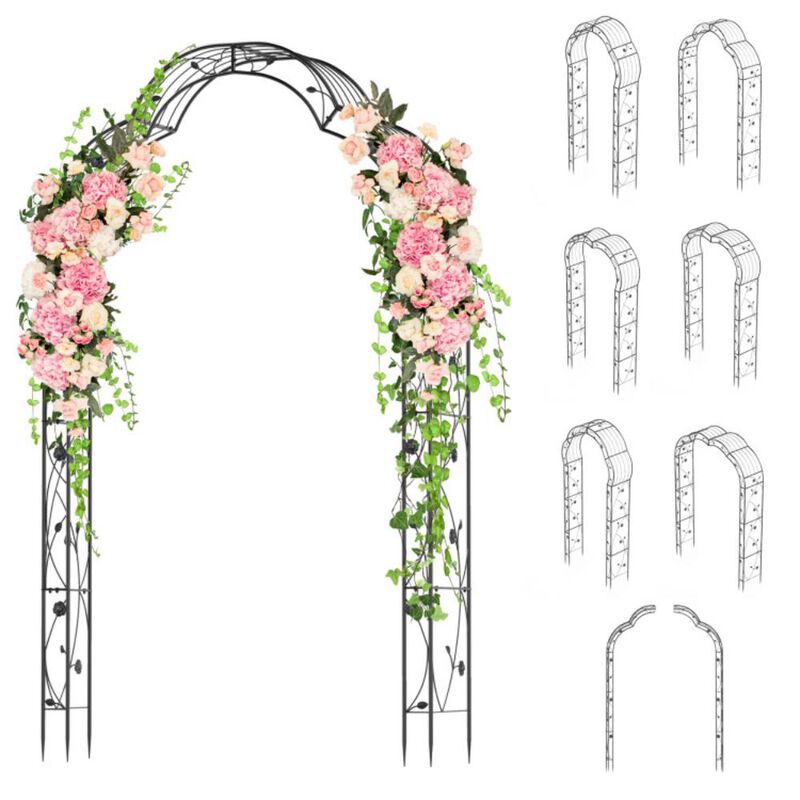 Hivvago Garden Arch Arbor Trellis for Climbing Plants Roses Vines-Black