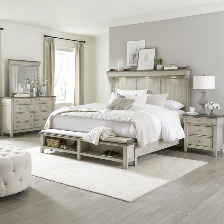 Liberty Furniture Ivy Hollow King Mantle Storage Bed, Dresser & Mirror, Night Stand