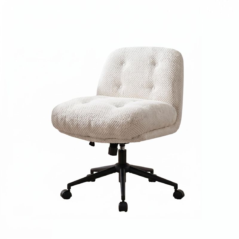 Cross Legged Office Chair No Arms, Adjustable Swivel Wider & Thickened, Ergonomic Desk Chair image number 0