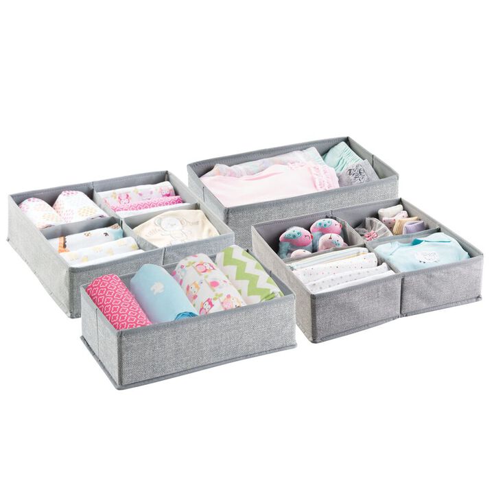 mDesign Kids Fabric Dresser Drawer, Closet Storage Organizer, Set of 2 - Gray