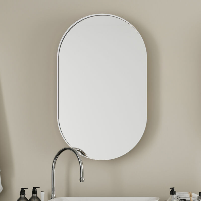 ELEMENT ACE 20x34 Inch Oval Recessed Medicine Cabinet with Mirror and Adjustable Shelves image number 3