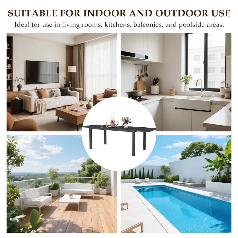 Mondawe 97.2"L Extendable Aluminum Outdoor Dining Table image number 7