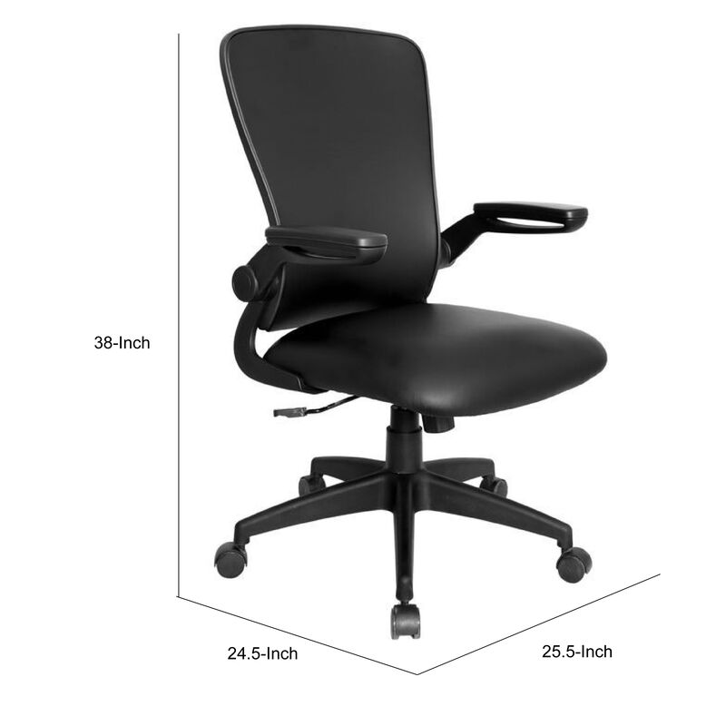 Swivel Task Chair, Flip Arm, Height Adjustable, Black Antimicrobial Vinyl image number 7