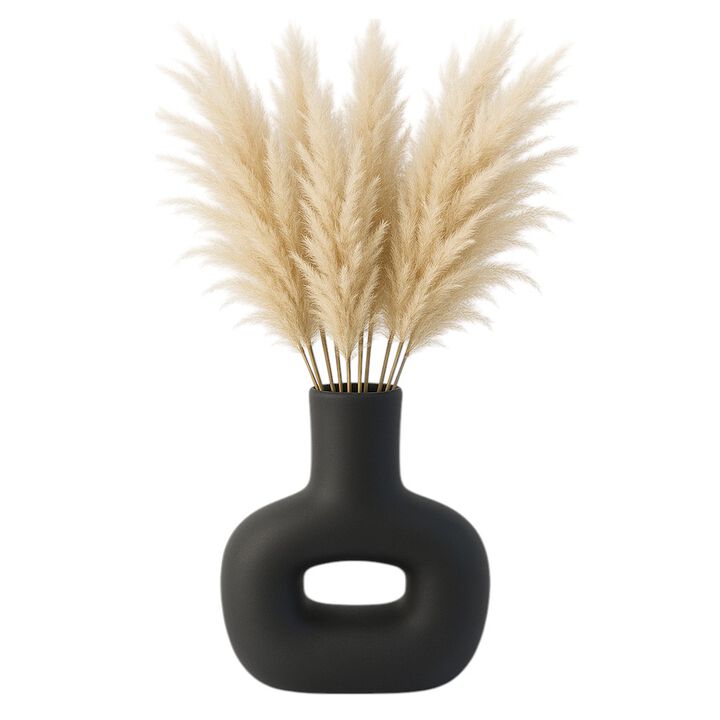 Dol, 8" Open Cut Vase, Black