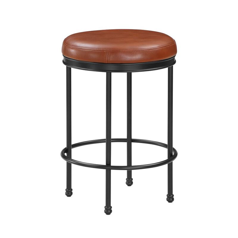 Comfort Pointe Montecarlo Caramel Faux Leather and Metal Backless Counter Height Stool
