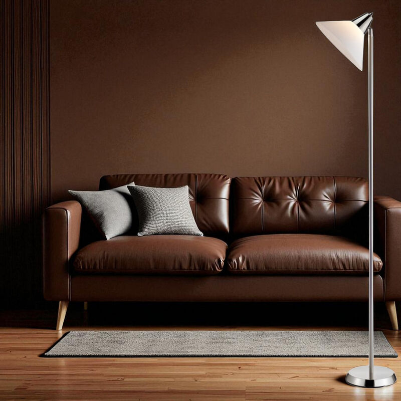 Satin Steel Swivel Floor Lamp with Bowl Shade for Reading and Task Lighting
