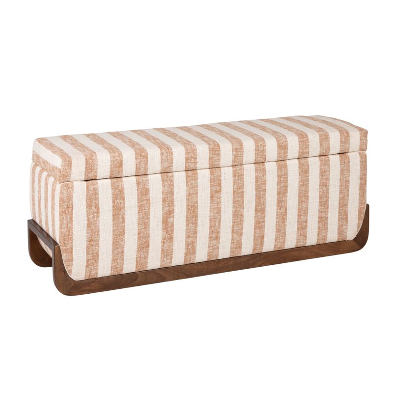 Rowena Interiors Striped Upholstered Storage Bench with Hinged Seat, Brown image number 0