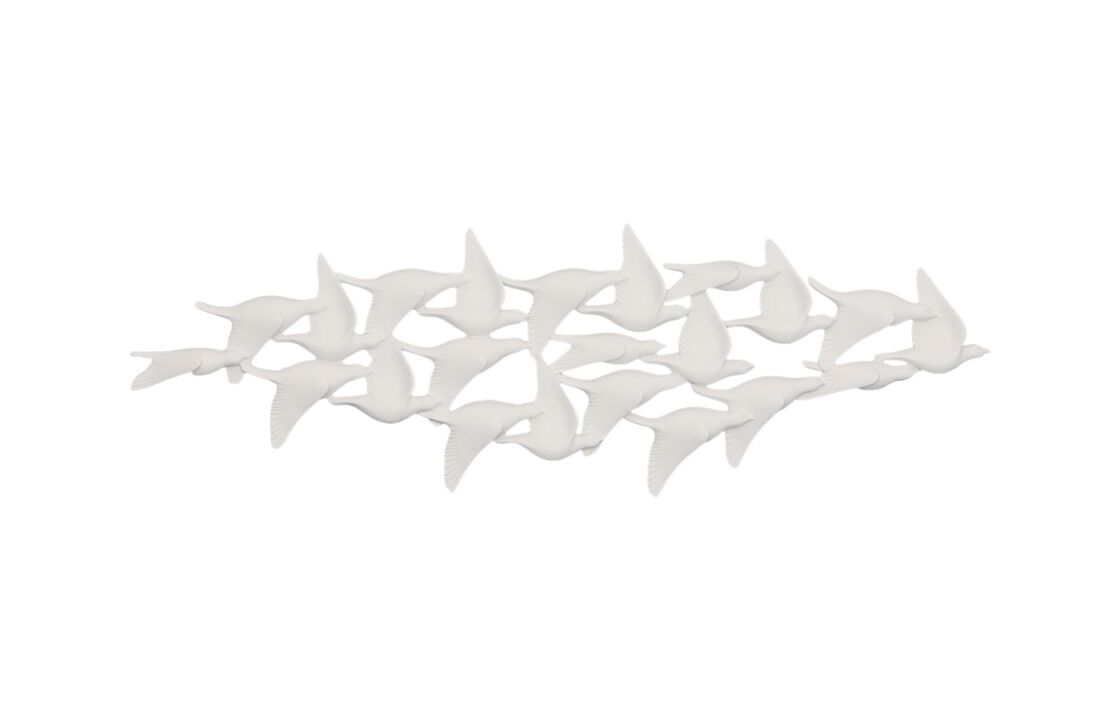 Flock of Birds Wall Art in Matte White