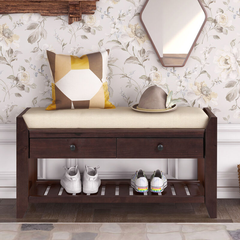 Streamdale Multipurpose Entryway Bench with Seat and Drawers (Espresso) image number 0