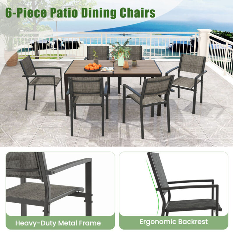Mondawe 7-Piece Outdoor Dining Set, 59" Large Rectangle Table & 6 Space-Saving Stackable Chairs