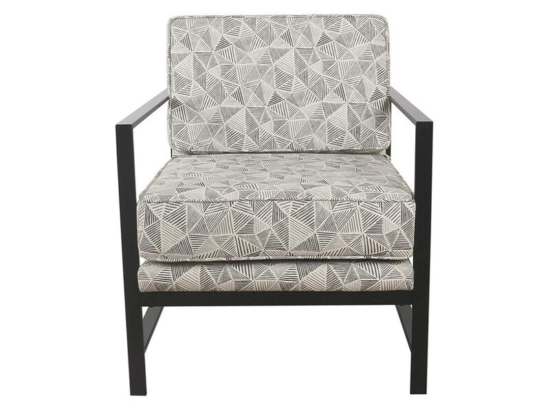 Accent Chair &ndash; Gray Line Upholstered Armchair with Modern Metal Frame, Homepop image number 0