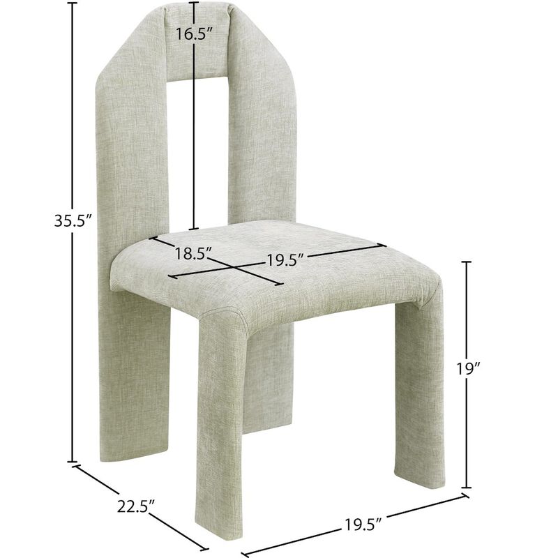 Meridian Furniture Bennett Mint Chenille Fabric Dining Chair, Set of 2