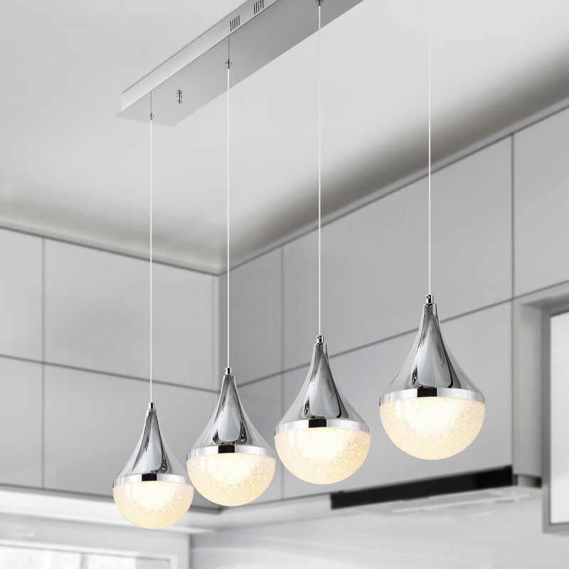 Elyse Teardrop Modern Mid Century Iron/Acrylic Integrated Linear LED Pendant