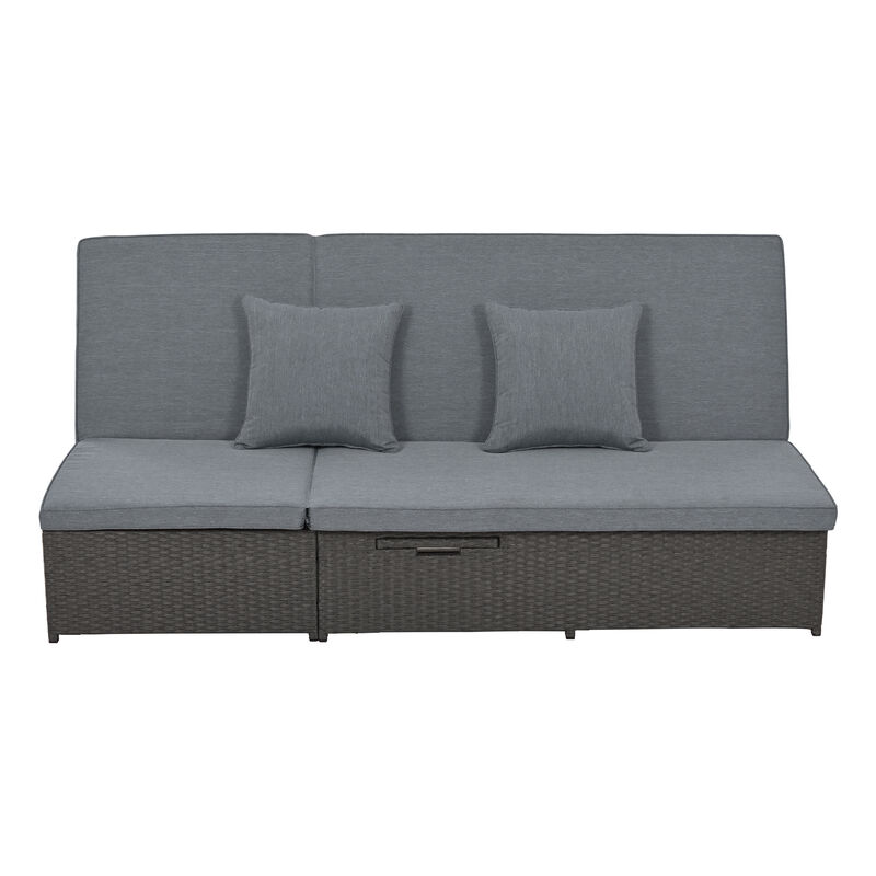 Whisen Outdoor Loveseat, PE Rattan with Adjustable Backrest & Cup Holders, for Patio & Garden image number 3