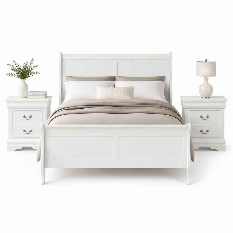 Bedroom Set, Wood, 3 Piece Set with 2 Nightstands image number 0