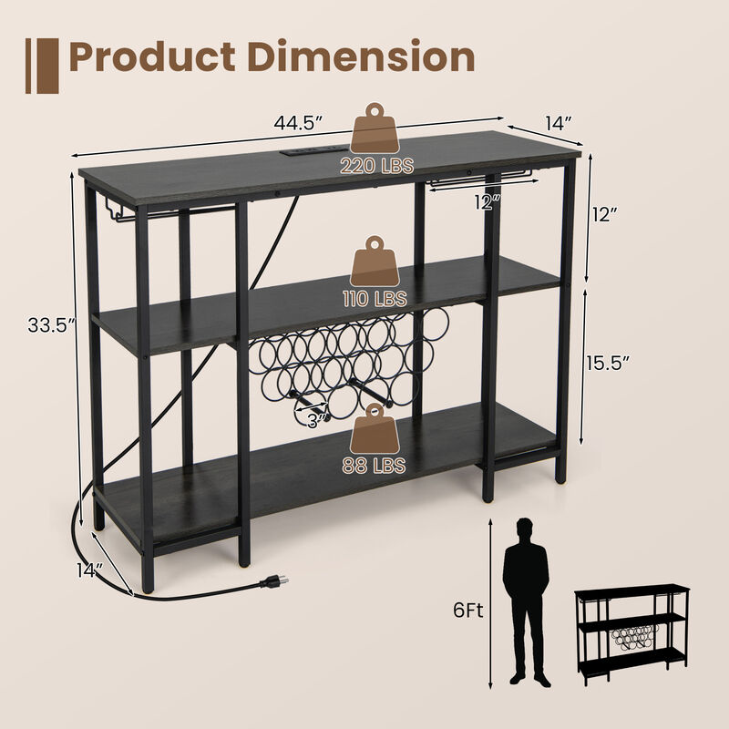 Industrial Wine Rack Wine Bar Cabinet with Storage Shelves