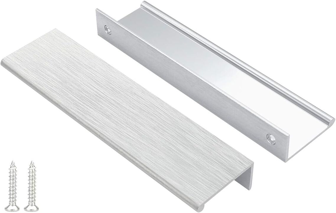 Peaha 10 Pack Kitchen Cabinet Handles 5 inch Stain Nickel Pulls for Dresser Drawers Door Edge Finger Pull Hardware