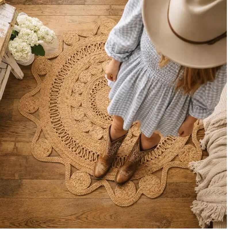 Plain Handwoven Stellar Braided Jute Lace Mat image number 4