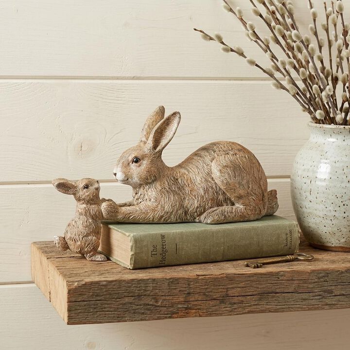 HomeRoots Set Of Two Polyresin Rabbit Figurine