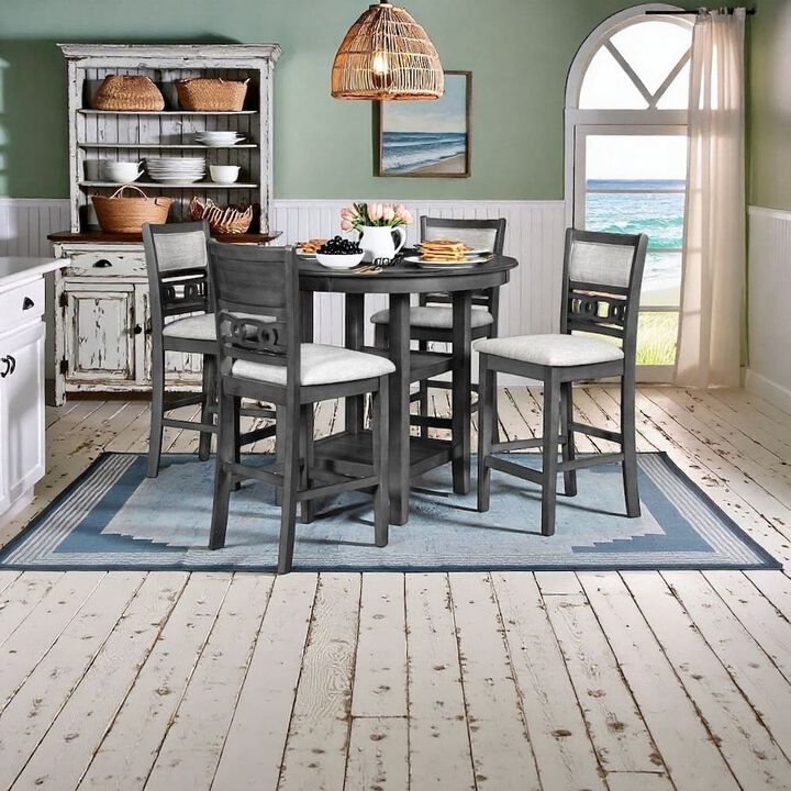 Gray Wood Dining Table Set for 4 &ndash; Kitchen Table Chairs Set of 5-pcs