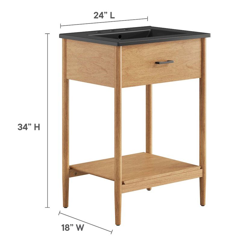 Modway EEI-6661-WAL-BLK Zaire 24" Bathroom Vanity, Walnut Black image number 2
