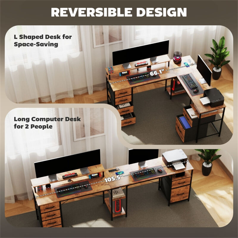 Modern Office Computer Desk &ndash; Spacious Work Surface with Storage for Home Office