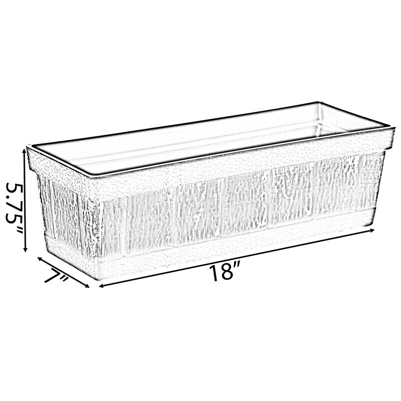 Outdoor and Indoor Rectangle Trough Plastic Planter Box, Vegetables or Flower Planting Pot, Brown Small