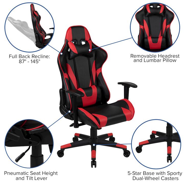Flash Furniture Red Gaming Desk and Red/Black Reclining Gaming Chair Set