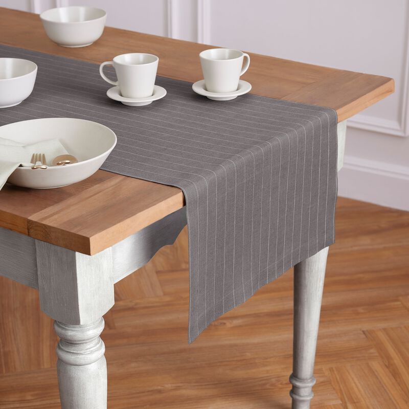 Linen Table Runner - Pinstripe