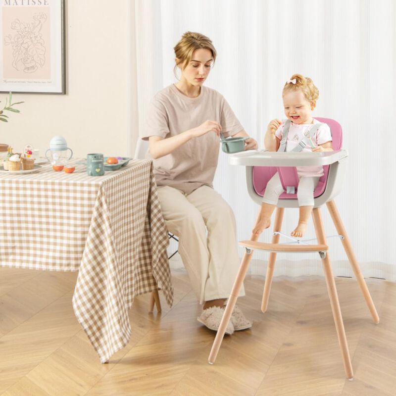 Hivvago 3-in-1 Convertible Wooden High Chair with Cushion