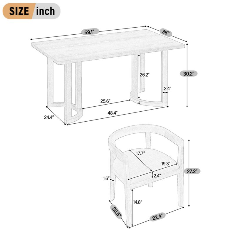 Curquu 7‑Piece Modern Farmhouse Dining Set image number 9
