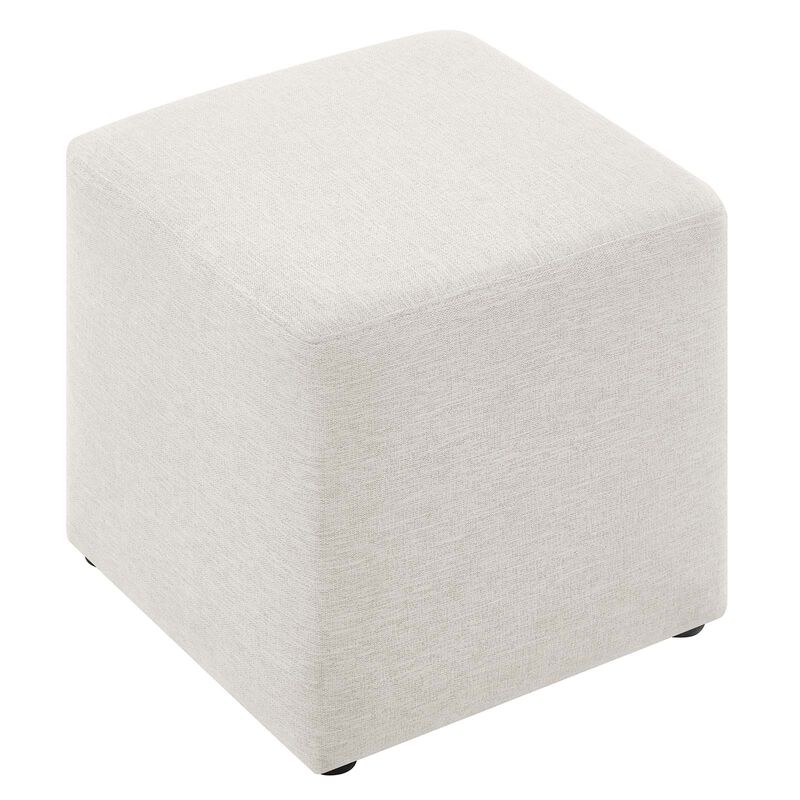 Callum 17" Square Woven Heathered Fabric Upholstered Ottoman image number 4