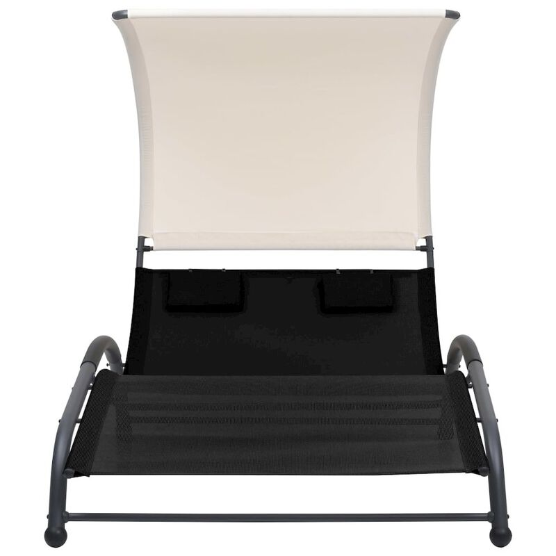 Sun Lounger Black Textilene, Steel Double Sun Lounger