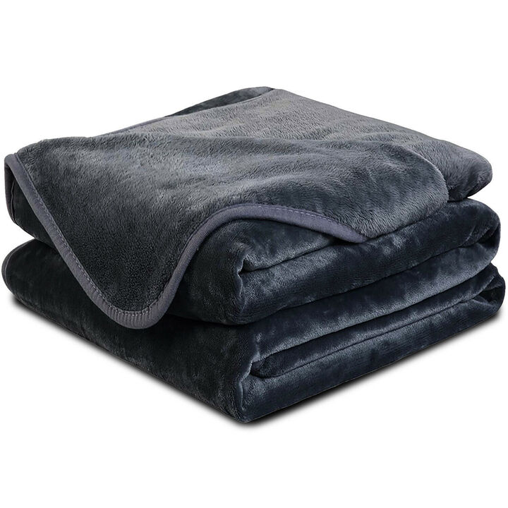 Gray Woven Polyester Solid Color Twin Xl Blanket