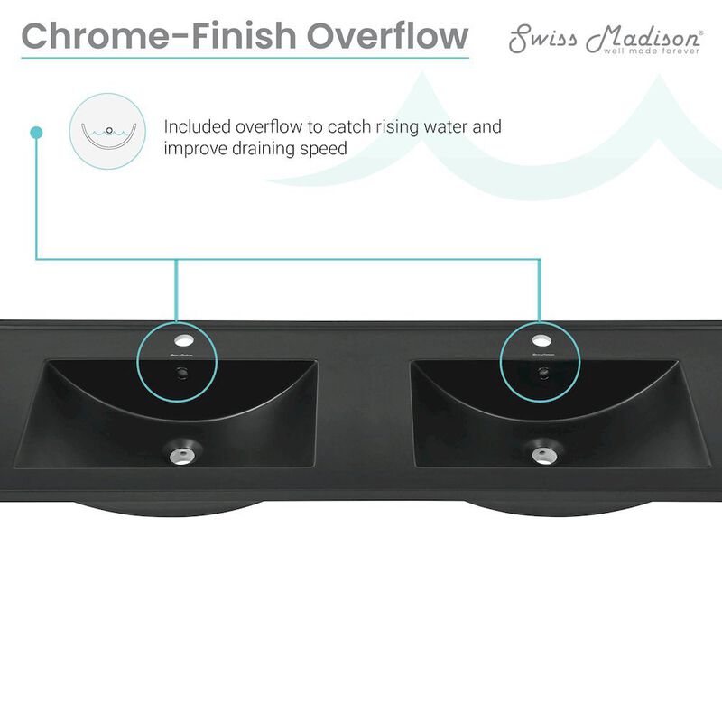 60 inch Vanity Top Bathroom Sink in Matte Black image number 4